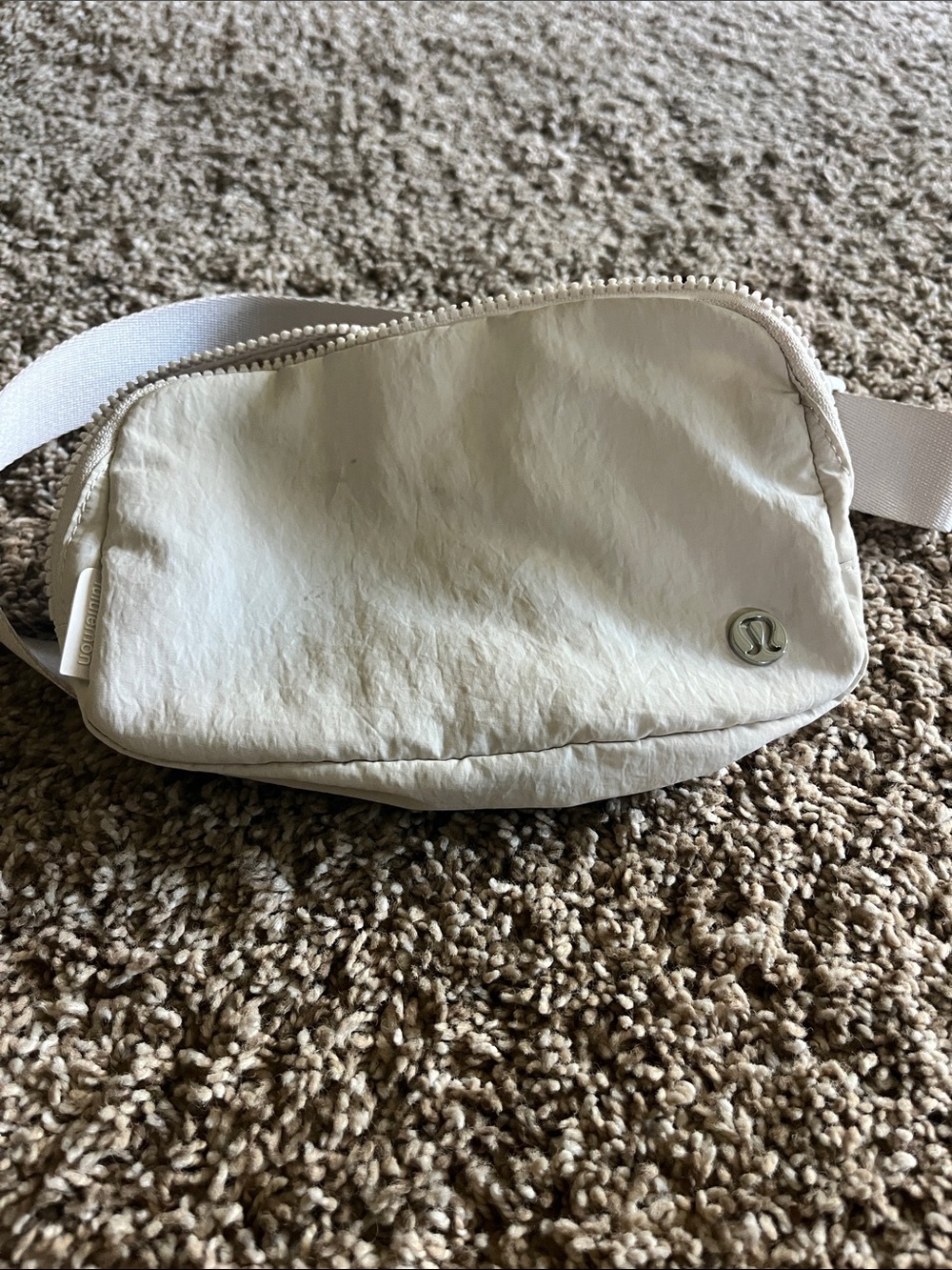 lululemon Off-White Belt Bag with Silver Logo